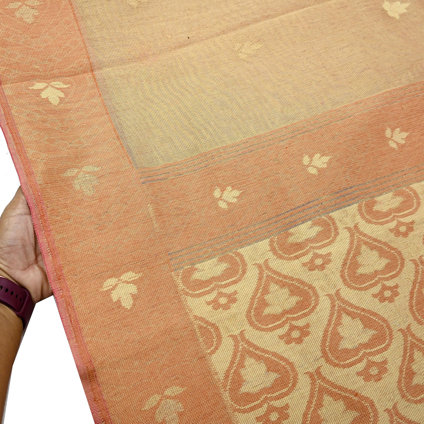 Indian Vintage Sarees Beige Pure Cotton Hand Woven Jamdani Sari 5yd Ethnic Floral Craft Fabric Dress making Upcycle Crafting Quilting