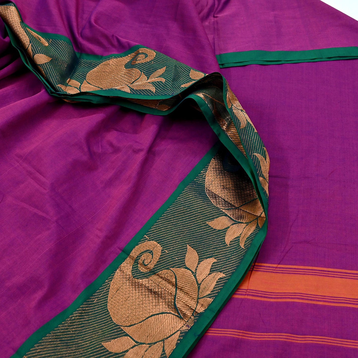 Indian Vintage Sari Purple Cotton Hand Woven Saree Zari 5Yd Craft Fabric Sewing Soft Floral Ethnic Zari Dress making Crafting Quilting