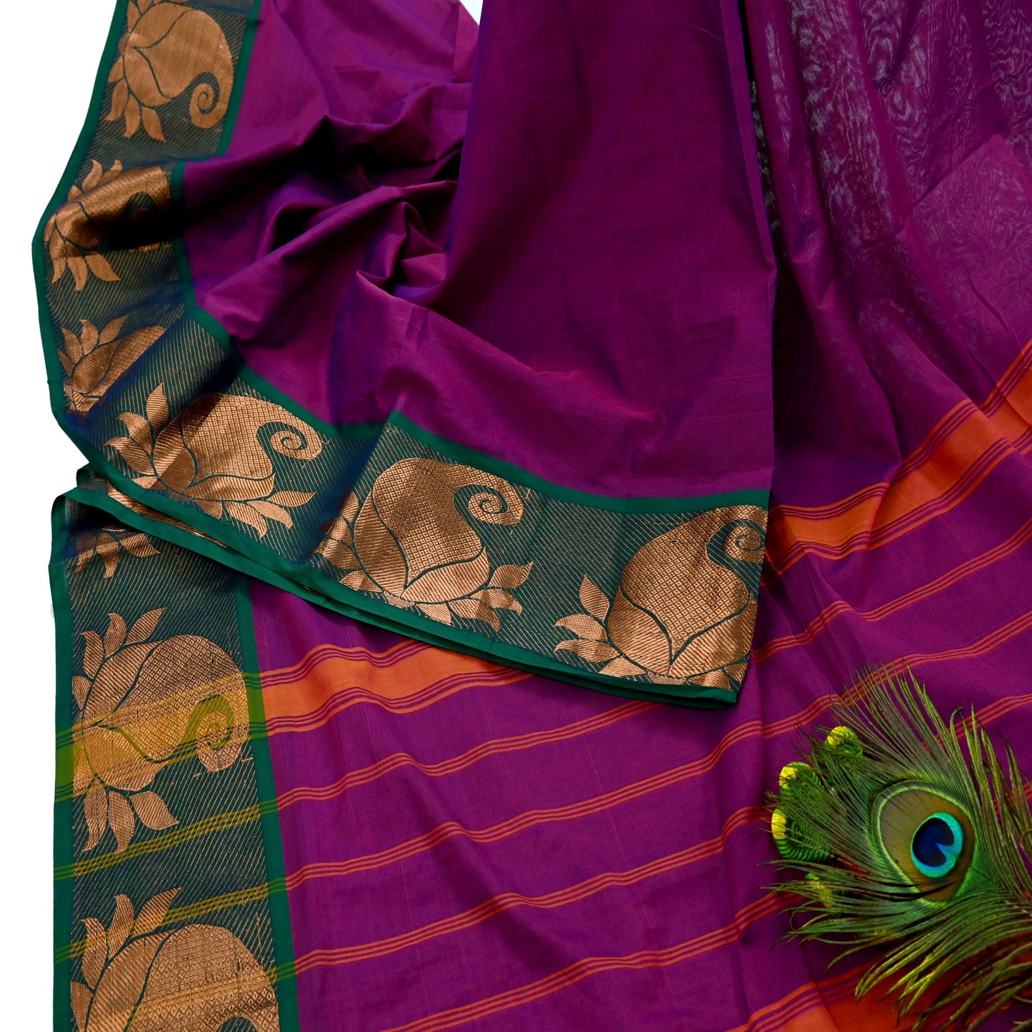 Indian Vintage Sari Purple Cotton Hand Woven Saree Zari 5Yd Craft Fabric Sewing Soft Floral Ethnic Zari Dress making Crafting Quilting