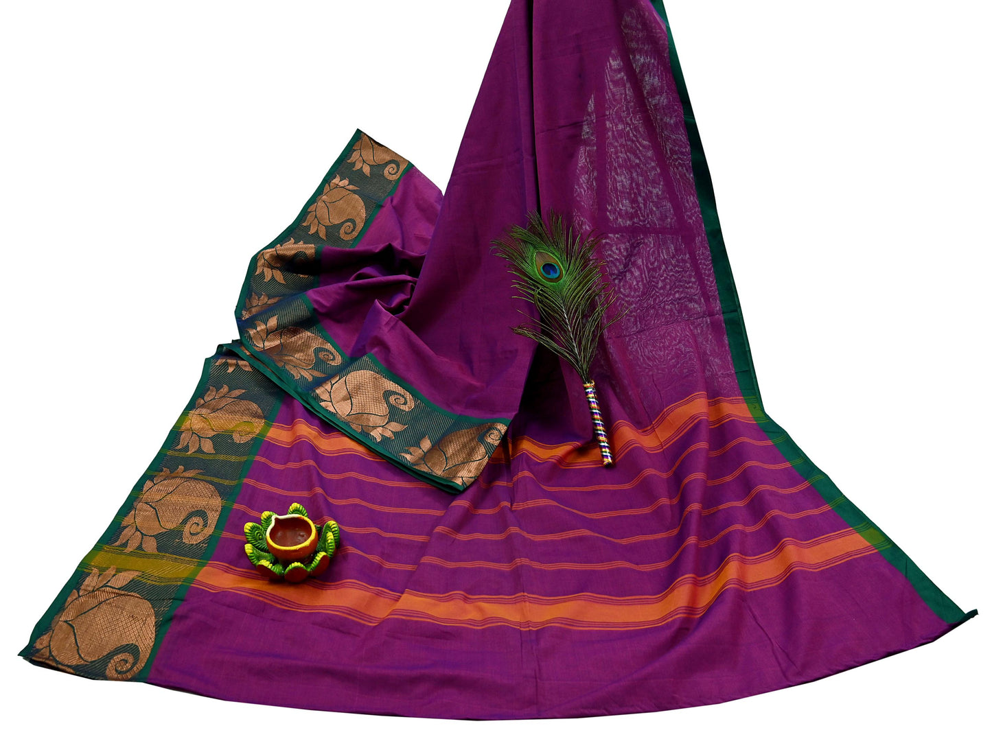 Indian Vintage Sari Purple Cotton Hand Woven Saree Zari 5Yd Craft Fabric Sewing Soft Floral Ethnic Zari Dress making Crafting Quilting