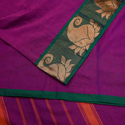 Indian Vintage Sari Purple Cotton Hand Woven Saree Zari 5Yd Craft Fabric Sewing Soft Floral Ethnic Zari Dress making Crafting Quilting