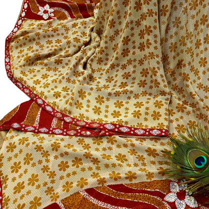 Indian Vintage Saree Pure Georgette Silk Embroidered Sari Craft Fabric 5Yd Ethnic Soft Dress making Crafting Quilting