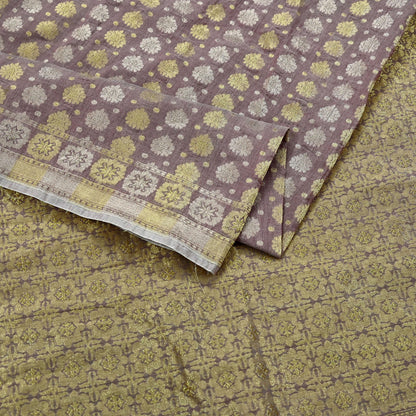 Indian Vintage Sari Brown Pure Cotton Hand Woven Sarees Craft Fabric 5yd Ethnic Crafting Quilting Dress Making Quilting Upcycle