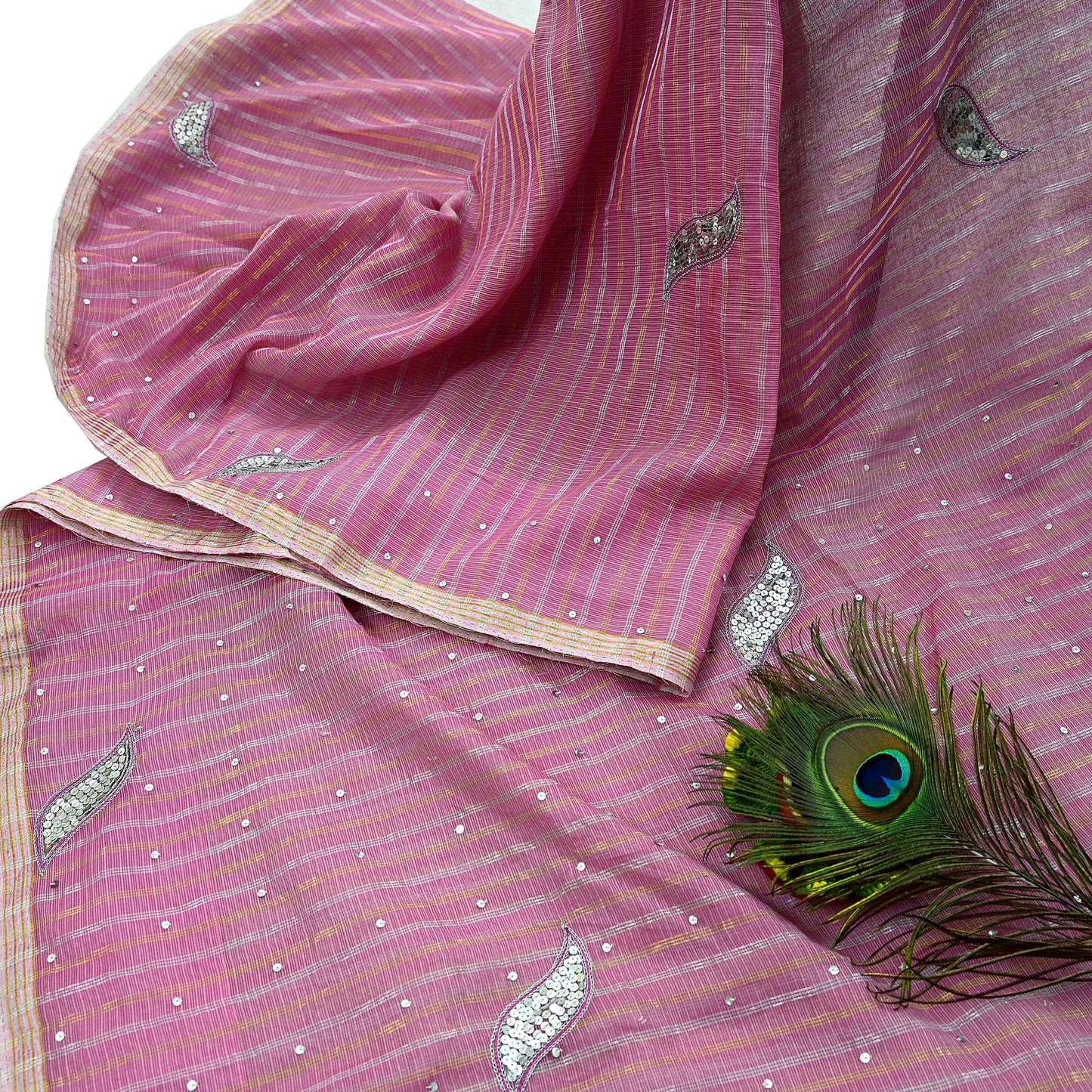 Indian Vintage Sari Pink Pure Cotton Hand Embroidered Sarees 5yd Ethnic Soft Floral Design Dress making Crafting Zari Dressmaking Crafting