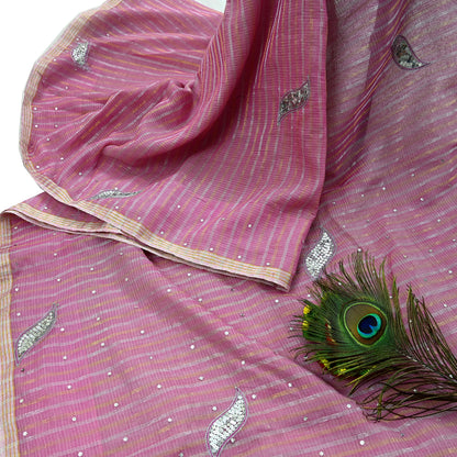 Indian Vintage Sari Pink Pure Cotton Hand Embroidered Sarees 5yd Ethnic Soft Floral Design Dress making Crafting Zari Dressmaking Crafting