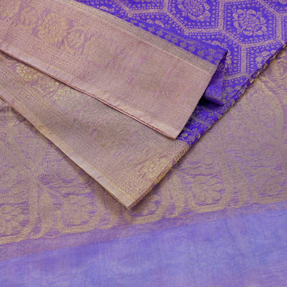 Indian Vintage Sari Pure Organza Silk Hand Woven Sarees 5Yd Zari Border Ethnic Craft Fabric Bollywood Sarees Quilting Crafting Upcycle