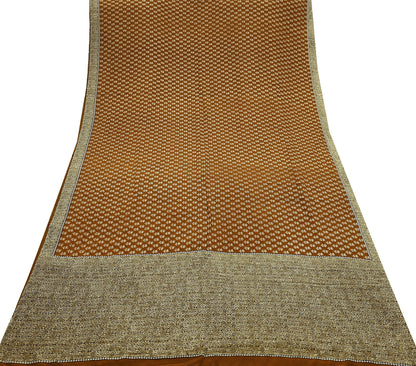 Indian Vintage Sari Green & Rusty Pure Crepe Silk Printed Sarees 5yd Sewing Soft Craft Fabric Wrap Upcycle Quilting Crafting Dress making