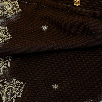 Indian Vintage Heavy Brown Dupatta Georgette Long Stole Hand Embroidered Veil Scarf Zardozi/Dabka