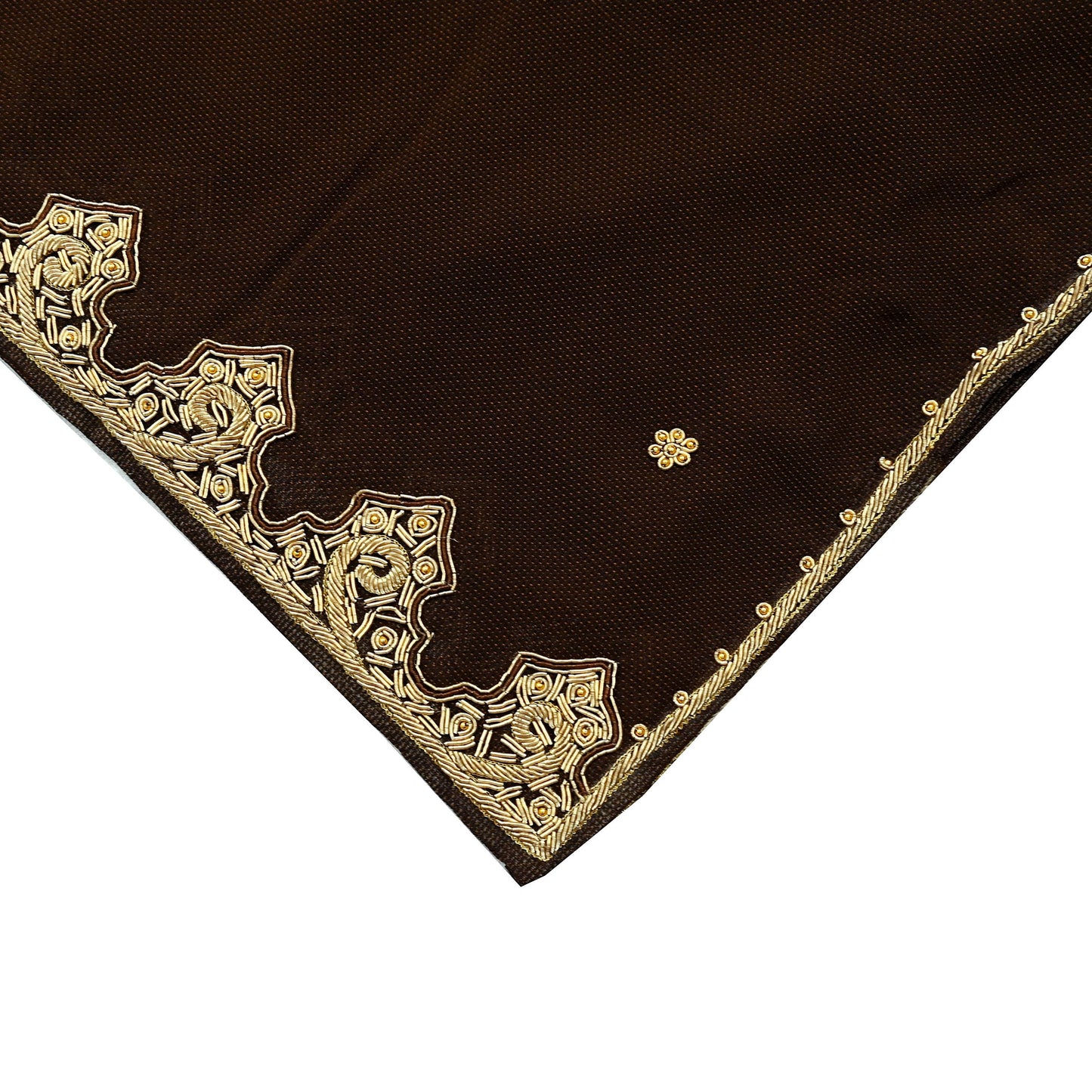 Indian Vintage Heavy Brown Dupatta Georgette Long Stole Hand Embroidered Veil Scarf Zardozi/Dabka