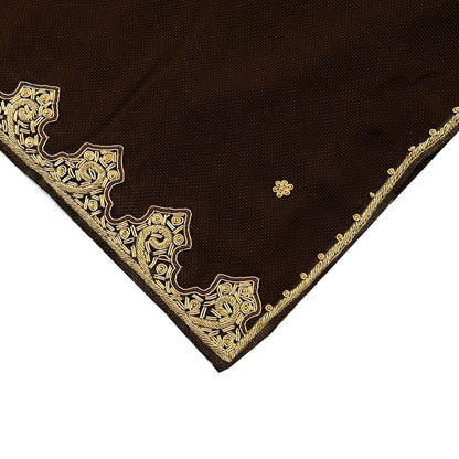 Indian Vintage Heavy Brown Dupatta Georgette Long Stole Hand Embroidered Veil Scarf Zardozi/Dabka