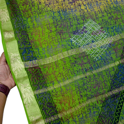 Women Vintage Sari Pure Georgette Silk Printed Saree Craft Fabric Sewing 5Yd Soft Light Dress Making Abstract Crafting Quilting