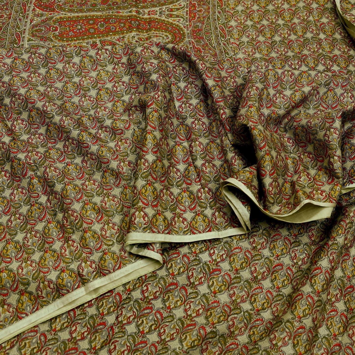 Indian Vintage Sari Green Pure Silk Printed Sarees 5yd Sewing Craft Fabric Dress Making  Soft Floral Wrap Upcycle Used Quilting Crafting