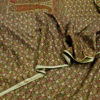 Indian Vintage Sari Green Pure Silk Printed Sarees 5yd Sewing Craft Fabric Dress Making  Soft Floral Wrap Upcycle Used Quilting Crafting