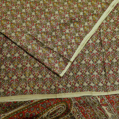 Indian Vintage Sari Green Pure Silk Printed Sarees 5yd Sewing Craft Fabric Dress Making  Soft Floral Wrap Upcycle Used Quilting Crafting