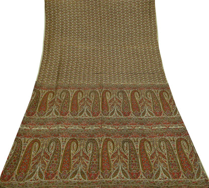 Indian Vintage Sari Green Pure Silk Printed Sarees 5yd Sewing Craft Fabric Dress Making  Soft Floral Wrap Upcycle Used Quilting Crafting