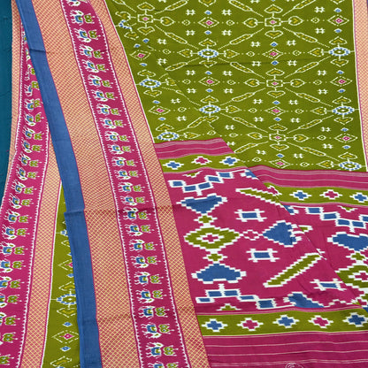 Indian Vintage Green Saree Printed Pure Cotton Sari Craft Fabric 5Yd Sewing Soft Sarong Wrap Boho Floral Dress Making Quilting Crafting Used