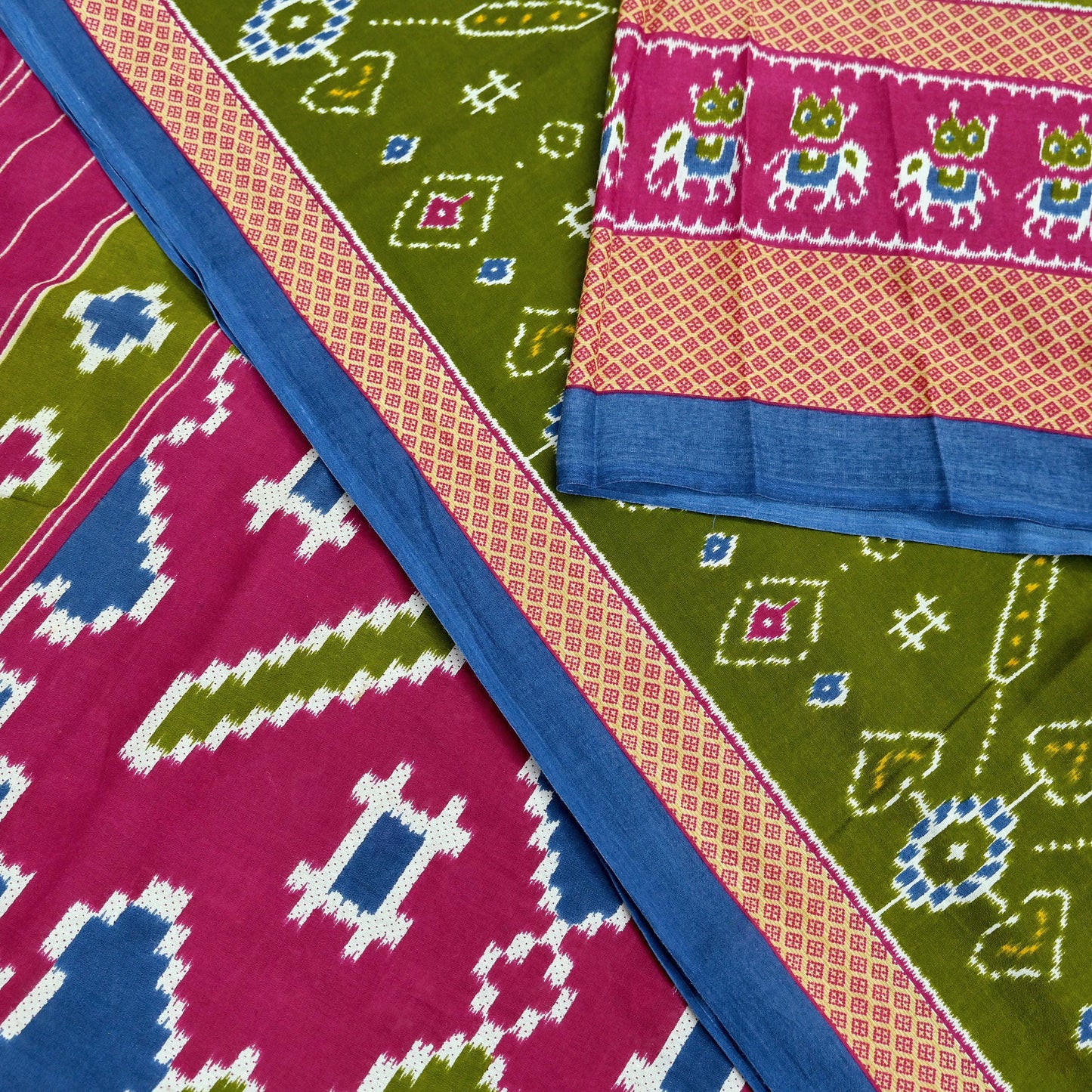Indian Vintage Green Saree Printed Pure Cotton Sari Craft Fabric 5Yd Sewing Soft Sarong Wrap Boho Floral Dress Making Quilting Crafting Used