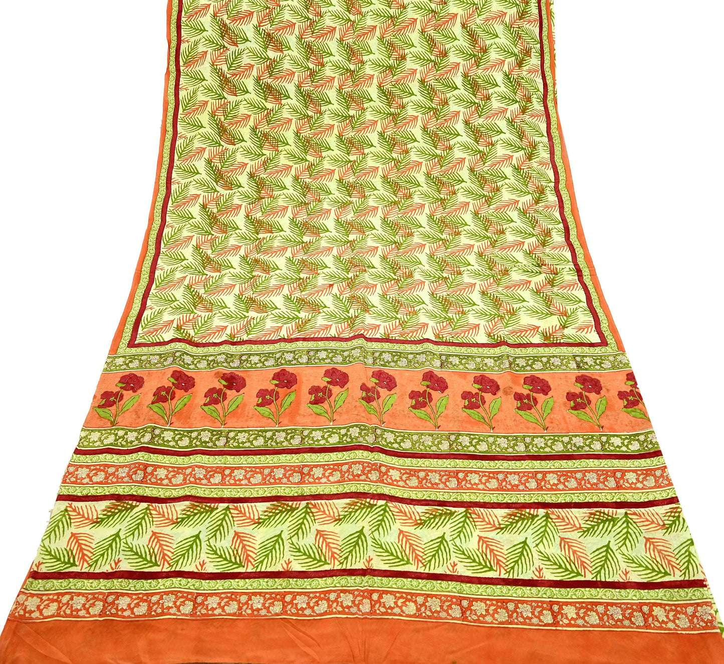 Indian Vintage Saree Pure Crepe Silk Printed Sari Fabric 5yd Sewing Floral Soft Craft Fabric Wrap Dress making Quilting Upcycle