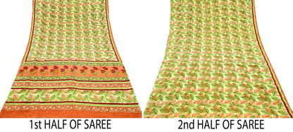 Indian Vintage Saree Pure Crepe Silk Printed Sari Fabric 5yd Sewing Floral Soft Craft Fabric Wrap Dress making Quilting Upcycle