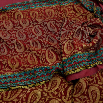 Indian Vintage Sari Hand Woven Pure Georgette Silk Saree Craft Fabric 5Yard Ethnic Floral Soft Dress making Crafting Quilting Upcycle Zari