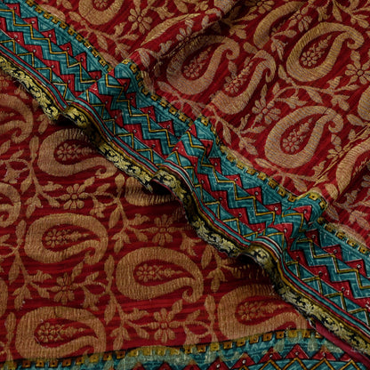 Indian Vintage Sari Hand Woven Pure Georgette Silk Saree Craft Fabric 5Yard Ethnic Floral Soft Dress making Crafting Quilting Upcycle Zari