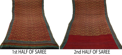 Indian Vintage Sari Hand Woven Pure Georgette Silk Saree Craft Fabric 5Yard Ethnic Floral Soft Dress making Crafting Quilting Upcycle Zari