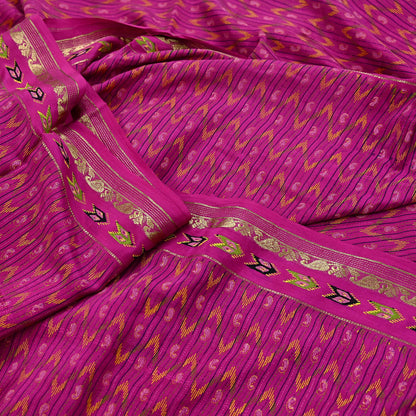 Indian Vintage Sari Purple & Yellow Printed Pure Silk Sarees 6yd Sewing Craft Fabric Floral Dress Making Soft Quilting Crafting Upcycle Used