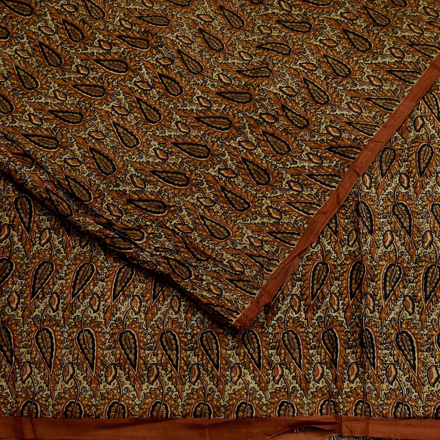 Indian Vintage Sari Brown & Beige 100% Pure Silk Printed Saree 6yd Sewing Craft Fabric DressMaking Wrap Abstract For Crafting Quilting