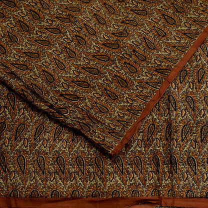 Indian Vintage Sari Brown & Beige 100% Pure Silk Printed Saree 6yd Sewing Craft Fabric DressMaking Wrap Abstract For Crafting Quilting