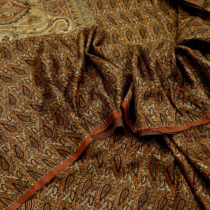 Indian Vintage Sari Brown & Beige 100% Pure Silk Printed Saree 6yd Sewing Craft Fabric DressMaking Wrap Abstract For Crafting Quilting