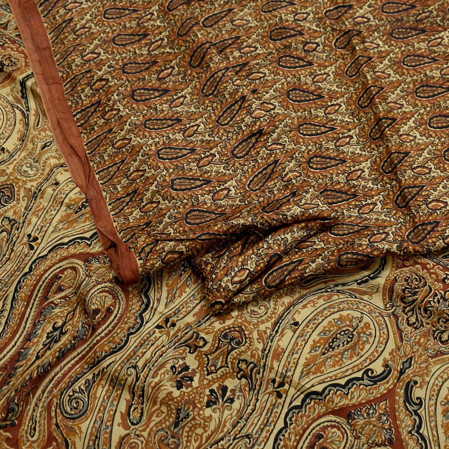 Indian Vintage Sari Brown & Beige 100% Pure Silk Printed Saree 6yd Sewing Craft Fabric DressMaking Wrap Abstract For Crafting Quilting