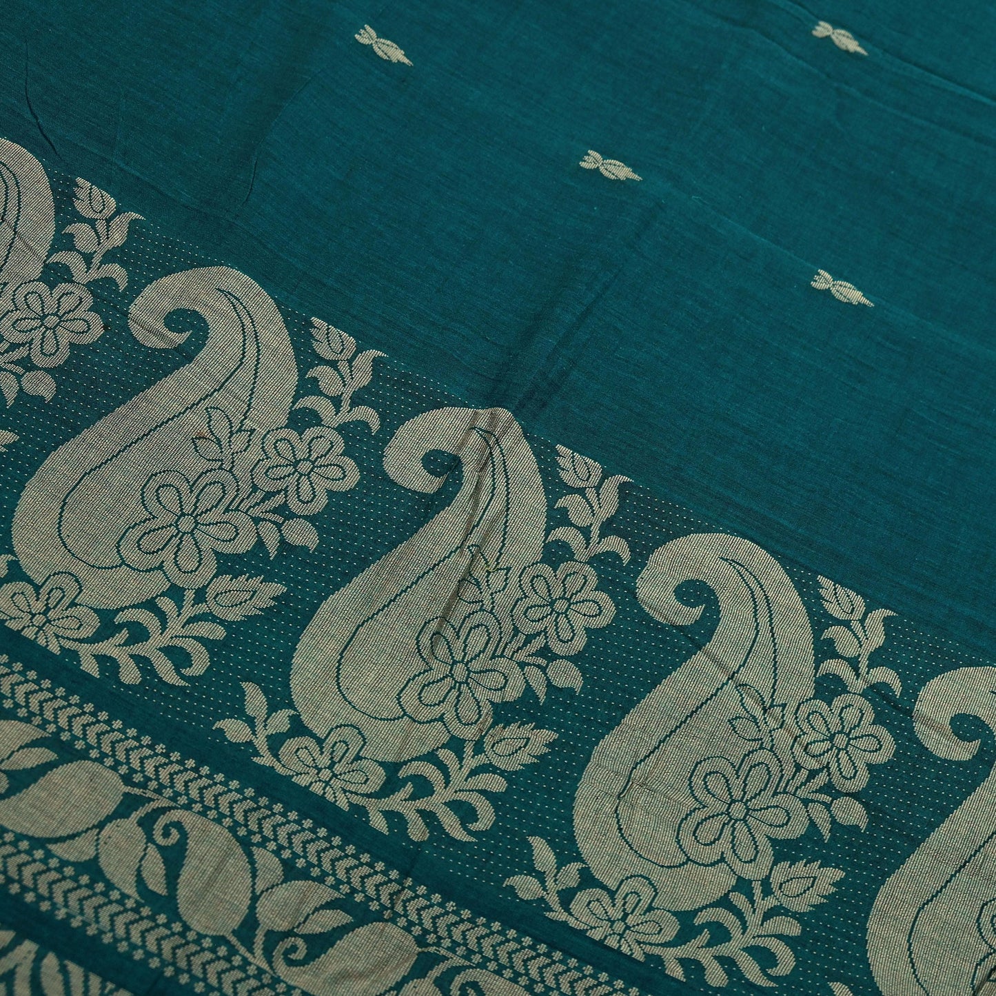 Indian Vintage Sari Green Pure Cotton Hand Woven Baluchari Saree 5yard Ethnic Humans Fringes Dress Making Crafting