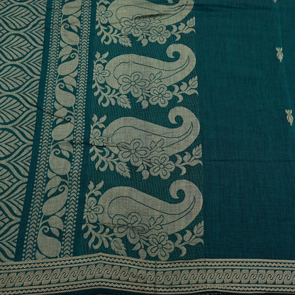 Indian Vintage Sari Green Pure Cotton Hand Woven Baluchari Saree 5yard Ethnic Humans Fringes Dress Making Crafting