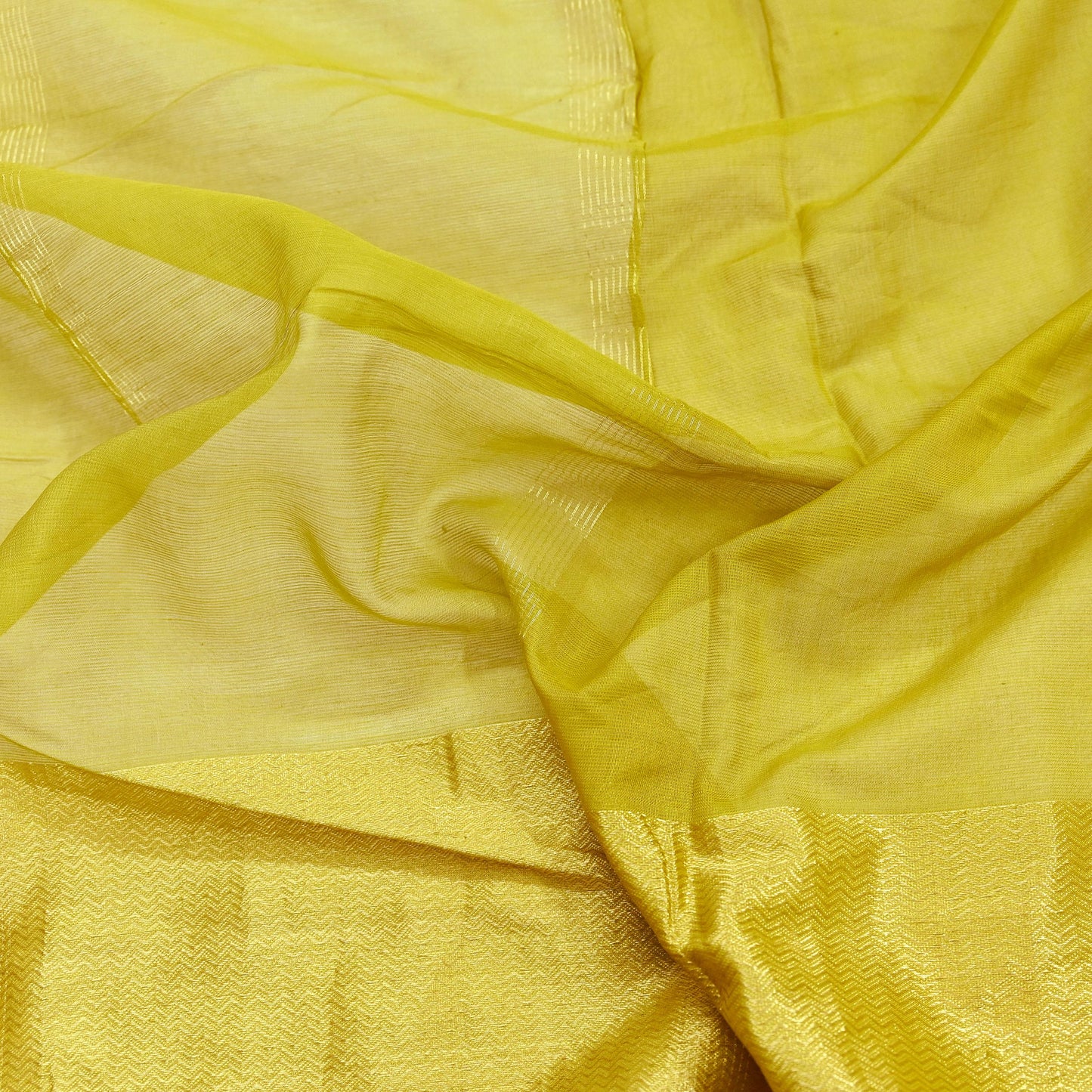 Indian Vintage Dupatta Lemon Green Long Stole Printed Woven Pure Cotton Scarves Veil Golden Zari Soft Stripes Design
