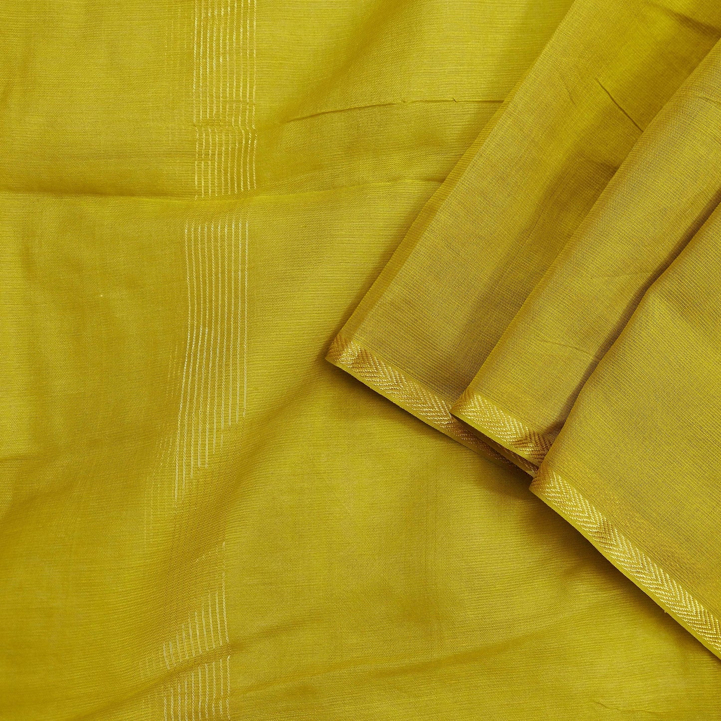 Indian Vintage Dupatta Lemon Green Long Stole Printed Woven Pure Cotton Scarves Veil Golden Zari Soft Stripes Design
