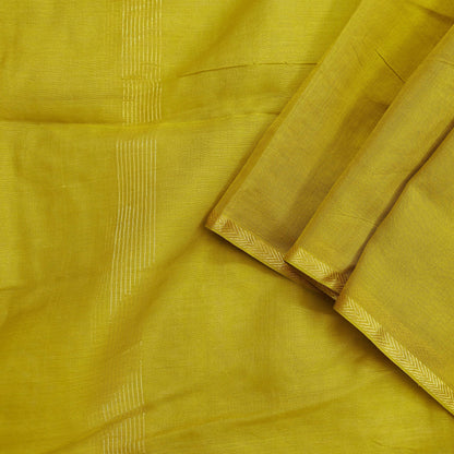 Indian Vintage Dupatta Lemon Green Long Stole Printed Woven Pure Cotton Scarves Veil Golden Zari Soft Stripes Design