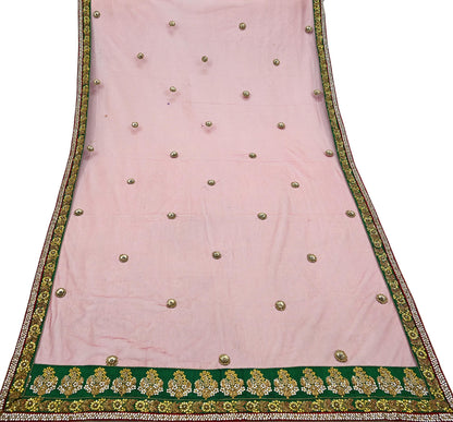 Indian Vintage Heavy Wedding Red Dupatta Net Mesh Long Stole Hand Embroidered Scarves Golden Zardozi Dabka Zari Stole