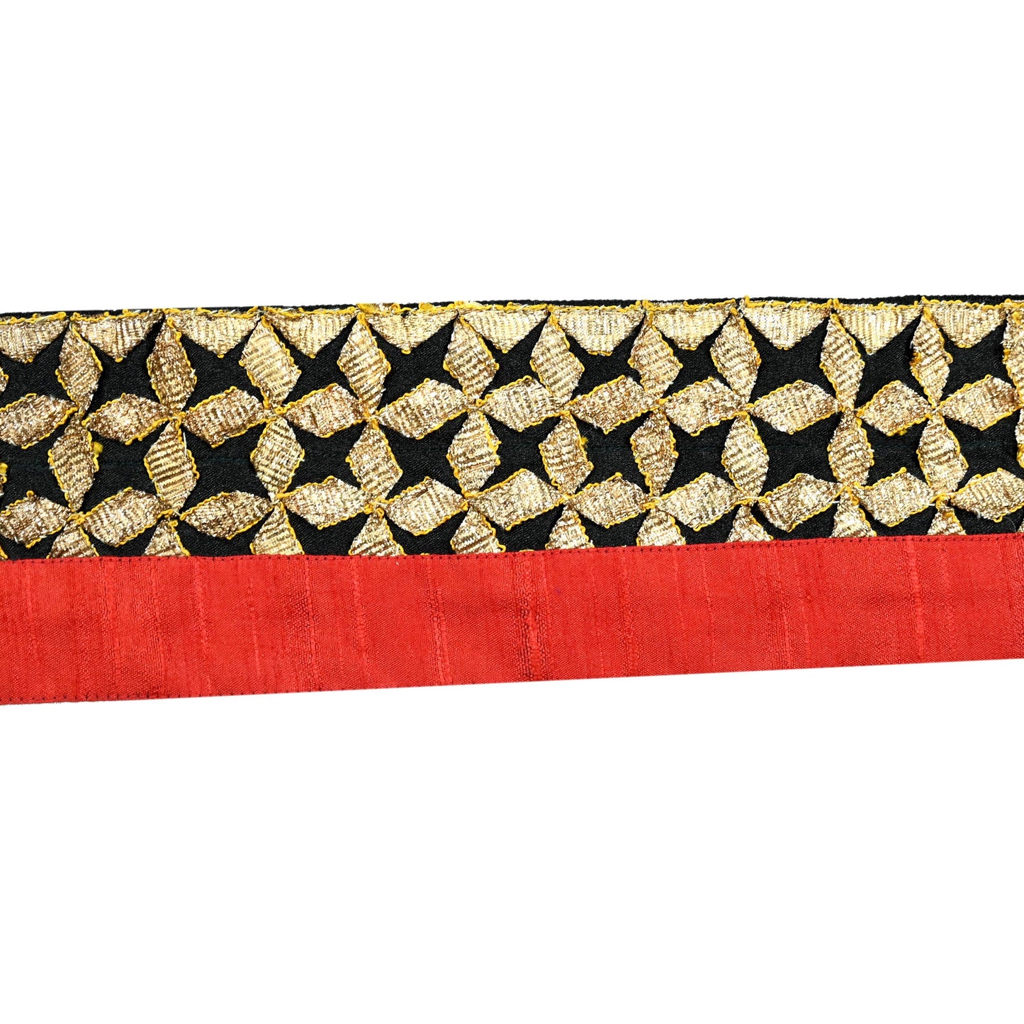 Indian Vintage Red & Black Saree Border Hand Embroidered Gota Patti 1yd Craft Trim Lace Sewing Sari Ribbon chanderi