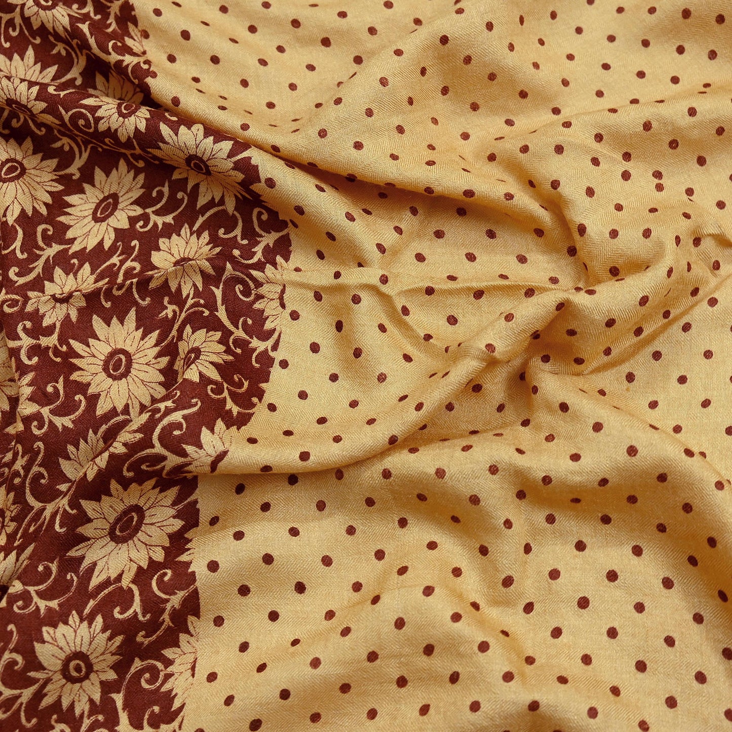 Vintage Beige & Brown Long Stole Pure Woolen Scarf Printed Dupatta Infinity Scarves Sarong Wrap Veil Woman Hijab Shawl Fabric