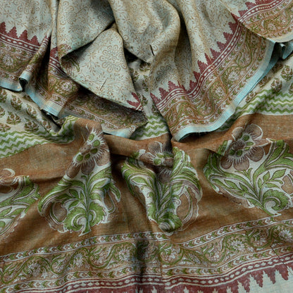 Vintage Brown & Blue Long Stole Pure Woolen Scarf Printed Dupatta Infinity Scarves Sarong Wrap Veil Woman Hijab Shawl Craft