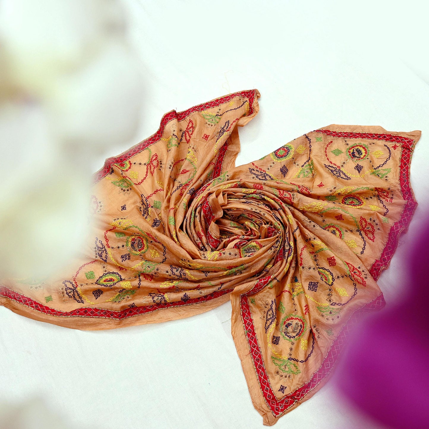Indian Vintage Black Dupatta Long Stole Pure Silk Hand Embroidered Scarves Veil Scarf Wrap Hippie Boho Zardozi/ Dabka