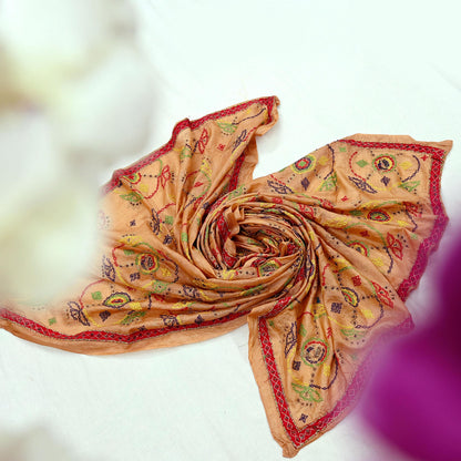 Indian Vintage Black Dupatta Long Stole Pure Silk Hand Embroidered Scarves Veil Scarf Wrap Hippie Boho Zardozi/ Dabka
