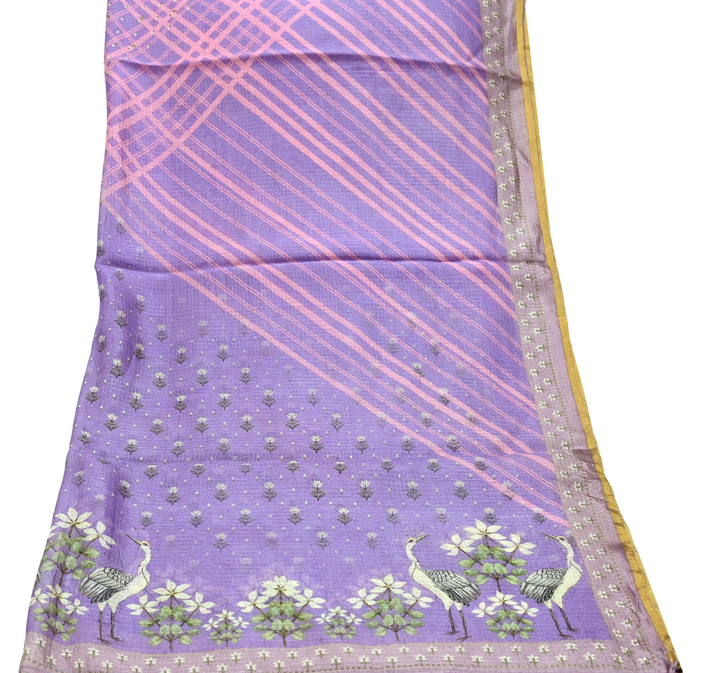 Women Indian Vintage Dupatta Purple Long Stole Pure silk Printed Dupatta Veil Scarves soft Boho Wrap Dressmaking Floral Design