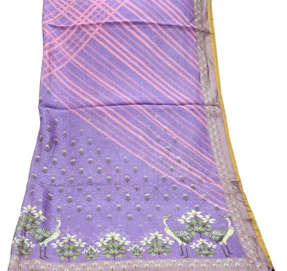 Women Indian Vintage Dupatta Purple Long Stole Pure silk Printed Dupatta Veil Scarves soft Boho Wrap Dressmaking Floral Design