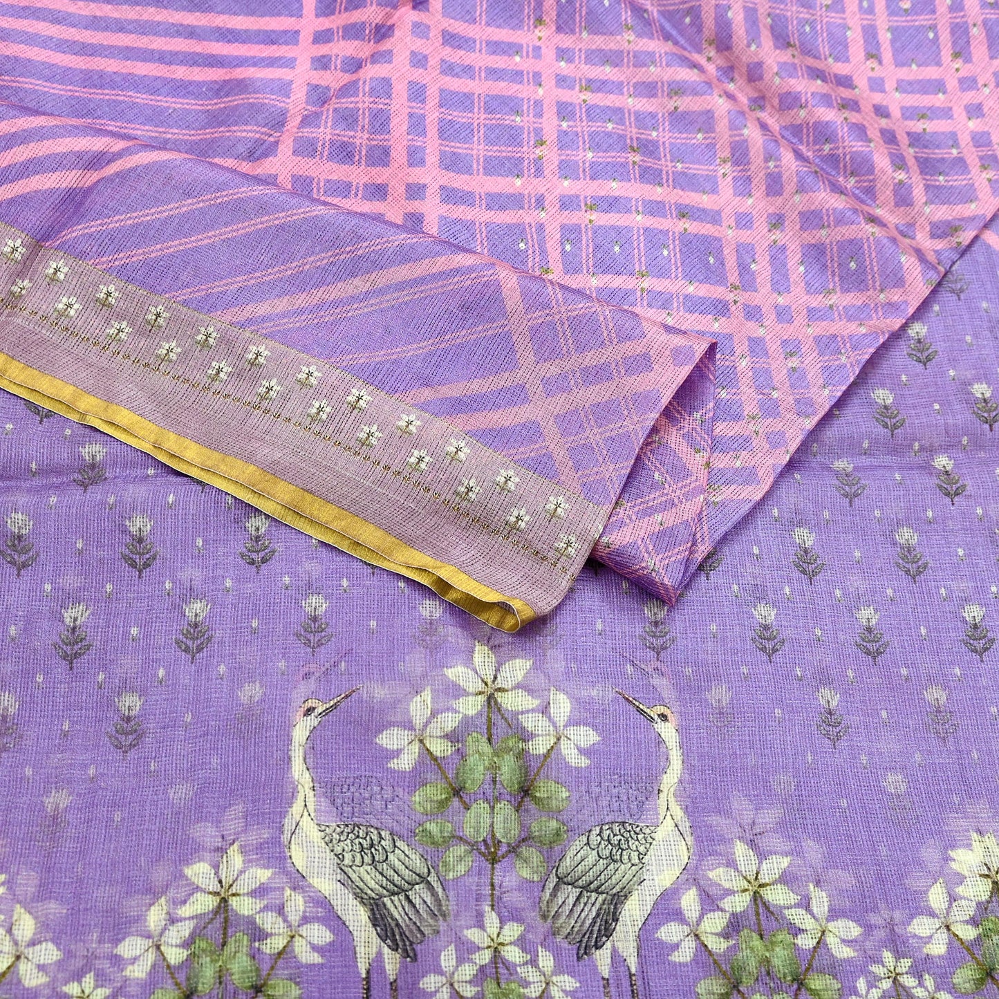 Women Indian Vintage Dupatta Purple Long Stole Pure silk Printed Dupatta Veil Scarves soft Boho Wrap Dressmaking Floral Design