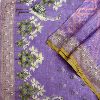Women Indian Vintage Dupatta Purple Long Stole Pure silk Printed Dupatta Veil Scarves soft Boho Wrap Dressmaking Floral Design