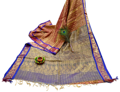 Indian Vintage Heavy Purple Kanjivaram Saree 100% Pure Silk Sari Metallic Zari 5Yd Floral Crafting Dress making Ethnic Peacock Fringes