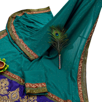 Indian Vintage Heavy Sarees Green Pure Georgette Silk Hand Embroidered Sari Fabric 6Yd Sewing Ethnic Zardozi/dabka zari Wedding sarees