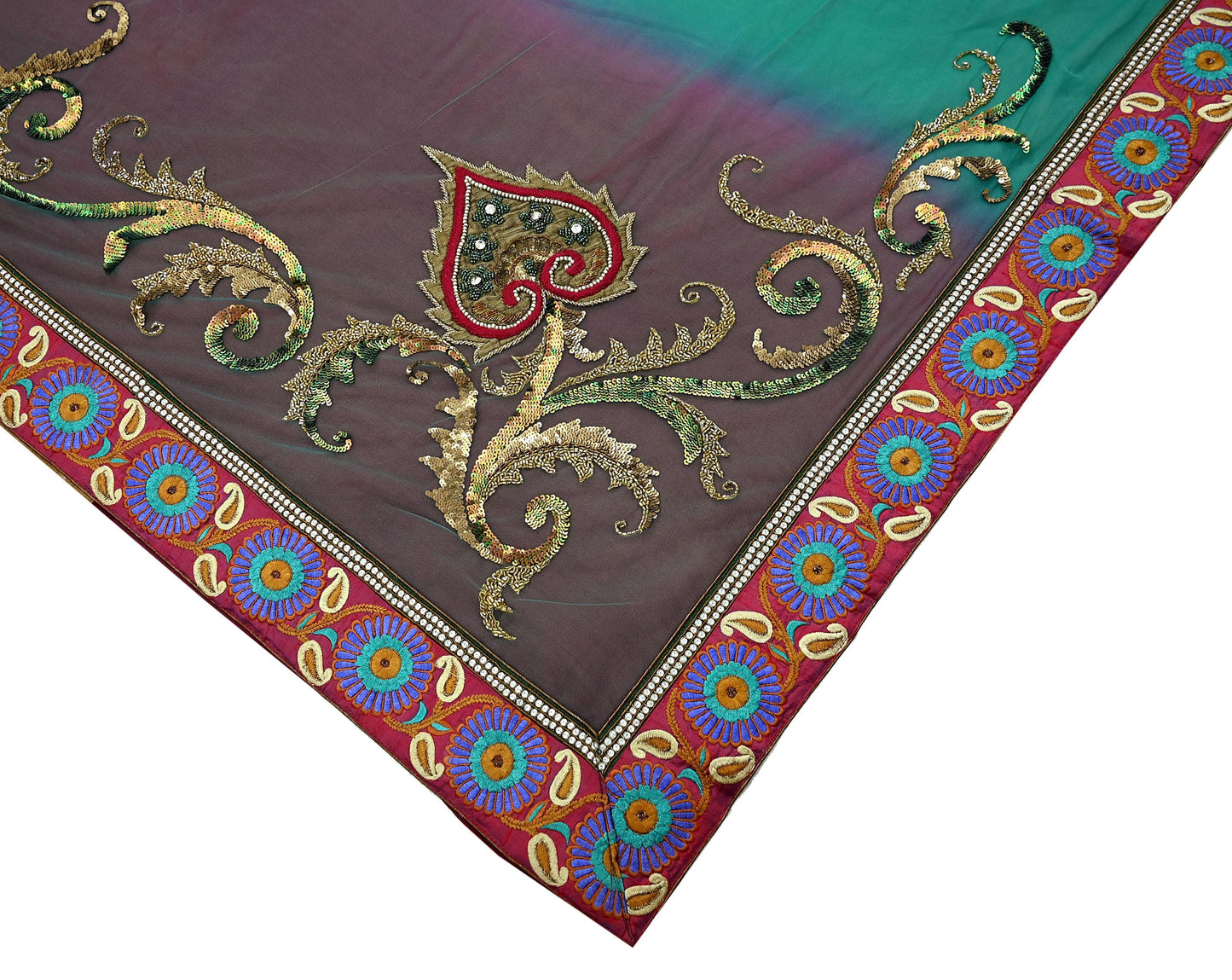 Indian Vintage Heavy Sari Net/Georgette Silk Hand Embroidered Sarees Craft Fabric 6Yd Sewing Soft Wedding sarees With Blouse fabric