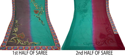 Indian Vintage Heavy Sari Net/Georgette Silk Hand Embroidered Sarees Craft Fabric 6Yd Sewing Soft Wedding sarees With Blouse fabric